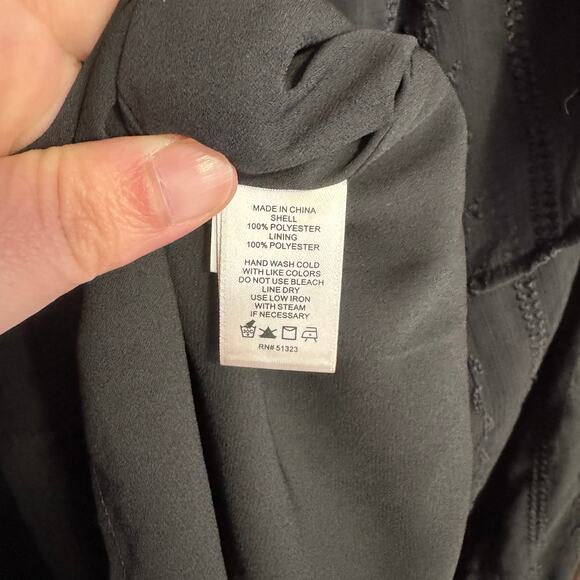 1 State Blouse Size 2X Black Sheer Layered Long Sleeve Embroidered Ruffle Neck - Picture 5 of 10